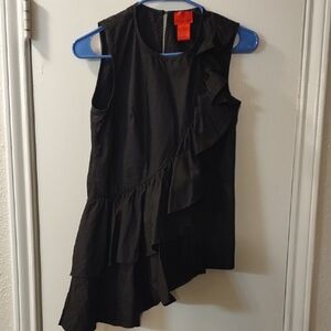 Black Ruffled Sleeveless Blouse